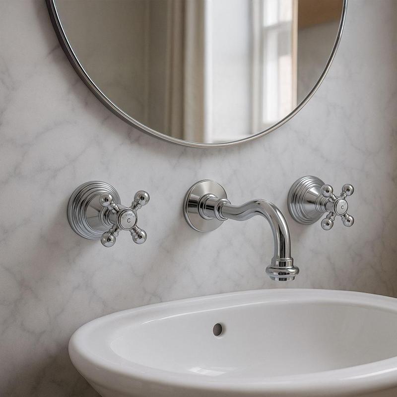 PB κλασική επιτοίχια μπαταρία με αστέρια κουμπιά 20 εκ. στόμιο Χρώμιο 1208855072