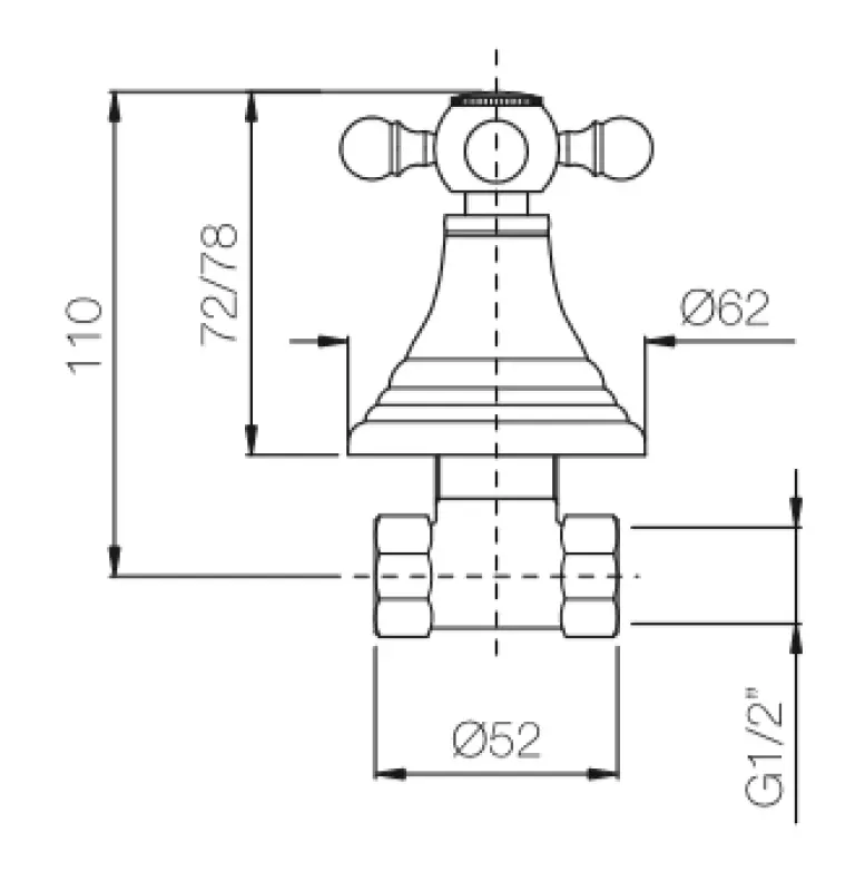 PB κλασική εντοιχισμένη βαλβίδα διακοπής με αστέρι λαβή ανοξείδωτο ατσάλι 1208855582