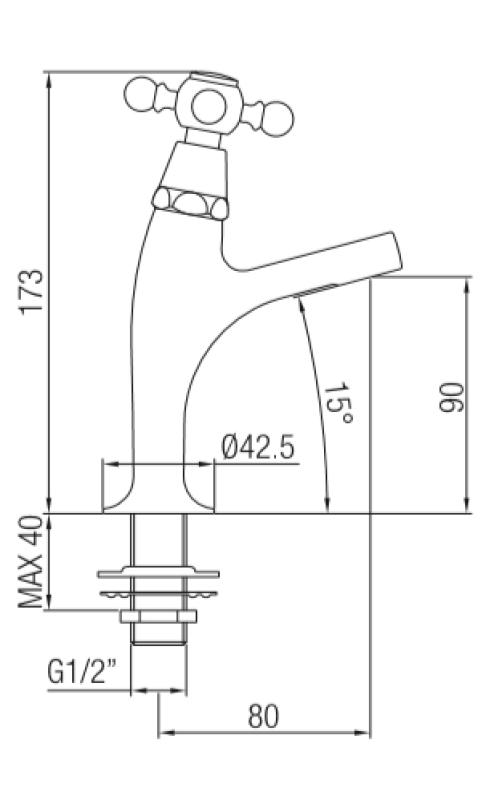 PB κλασική βρύση νεροχύτη με αστέρι κουμπί κρύου νερού μικρό μοντέλο χρώμιο 1208855682