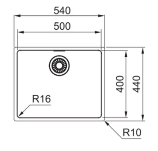 Φράνκε Μάρις MRX 210.50 ανοξείδωτος νεροχύτης 50x40 επίπεδη εντοιχισμένη 127.0527.750