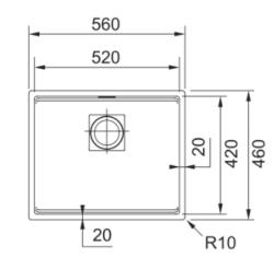 Franke Kubus KNG 110.52 νεροχύτης 52x42 γκρι γρανίτης υποκατασκευή 125.0512.507