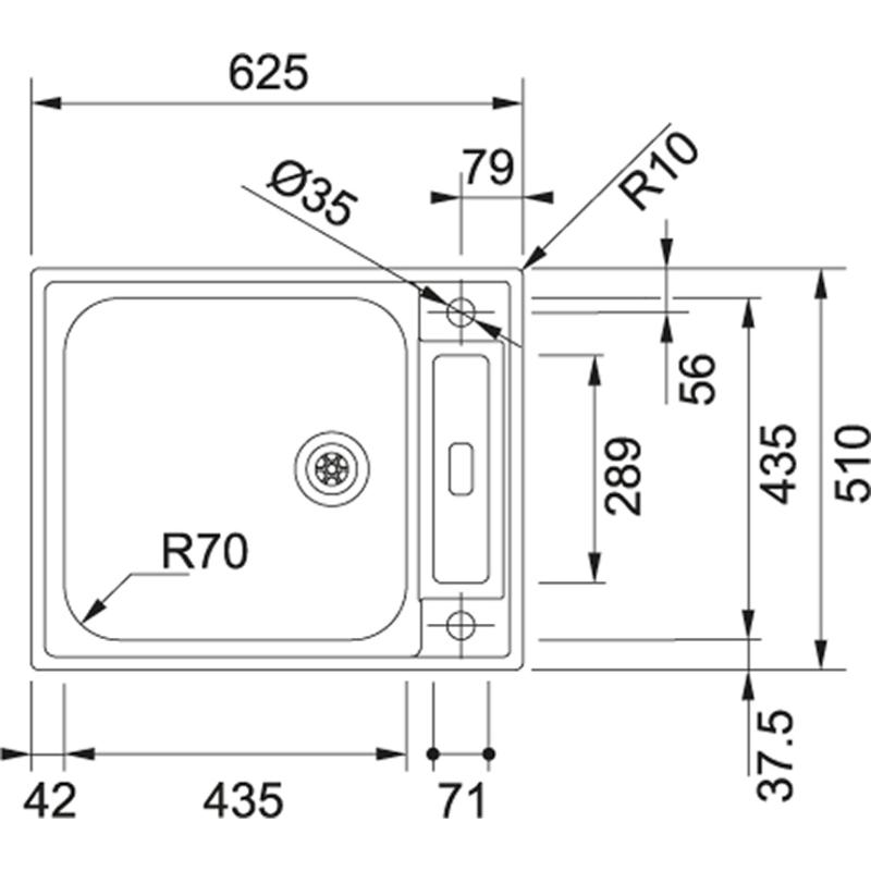Φράνκε Άργκος AGX 210 ανοξείδωτος νεροχύτης επίπεδης εντοιχισμού 625x510 αναστρέψιμος 127.0380.400