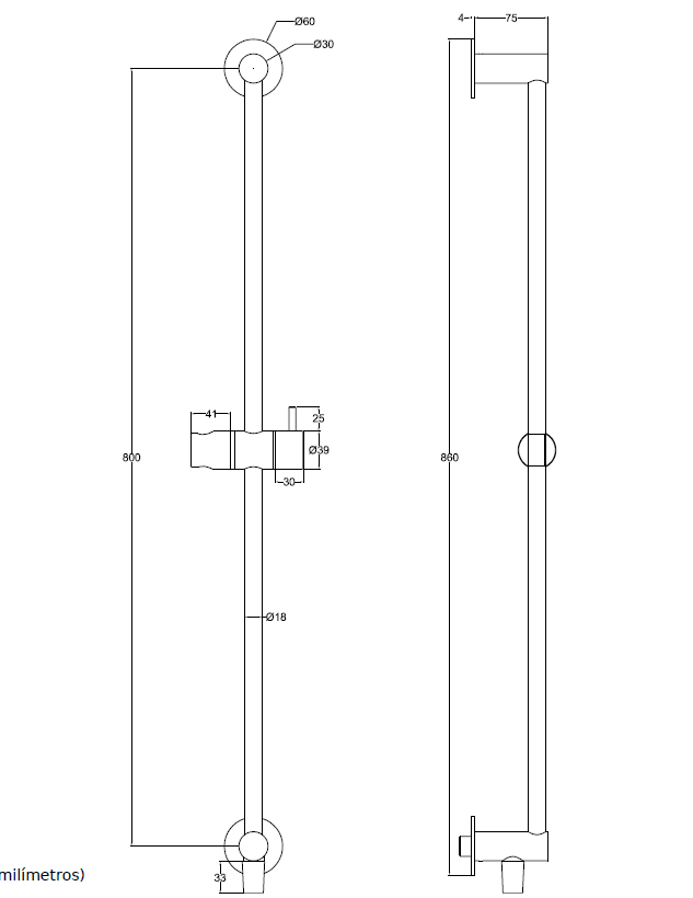 Σετ στήριξης Waterevolution Flow με χειρολαβή ντους 800mm RVS T1661IE