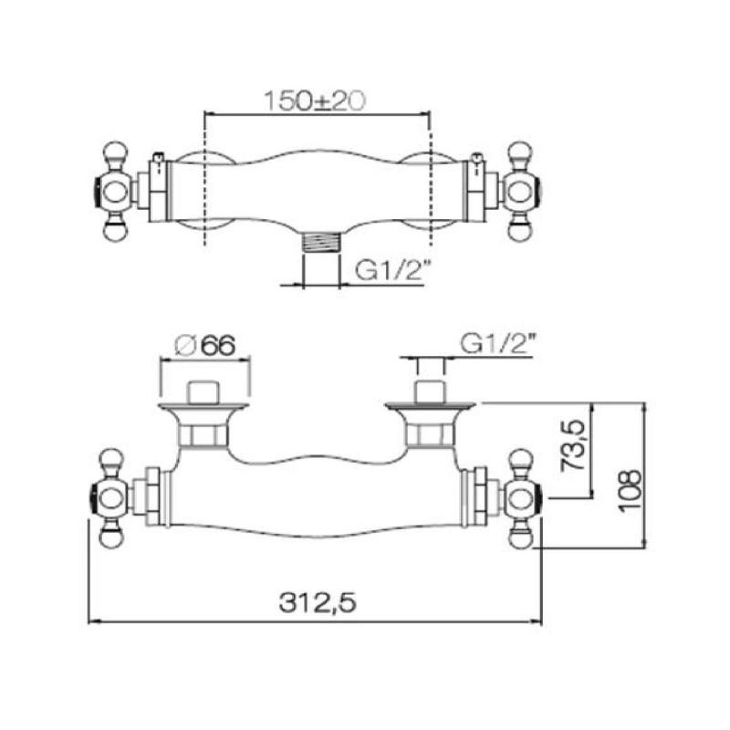 PB κλασικός θερμοστάτης ντους Χρώμιο 1208898972