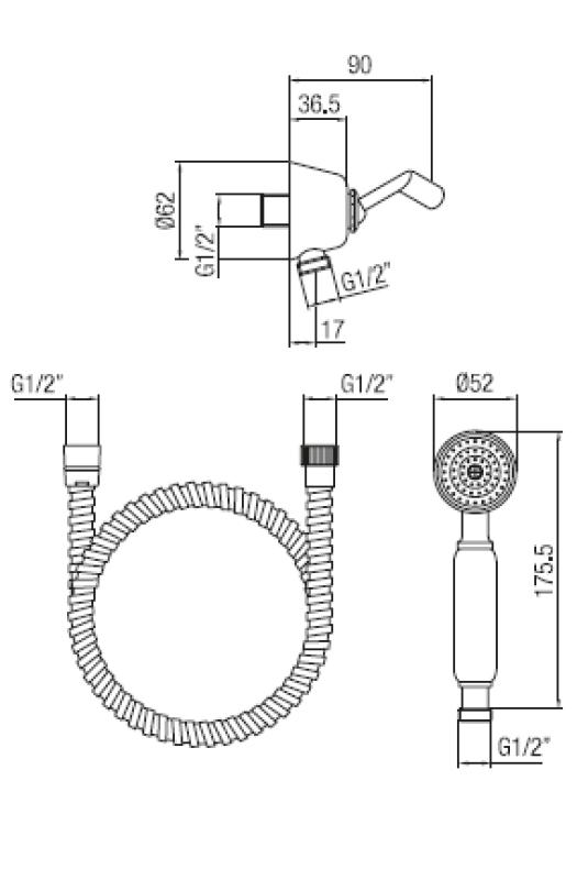 PB κλασικό σετ χειροκίνητου ντους με άγκιστρο από ανοξείδωτο χάλυβα 1208899032