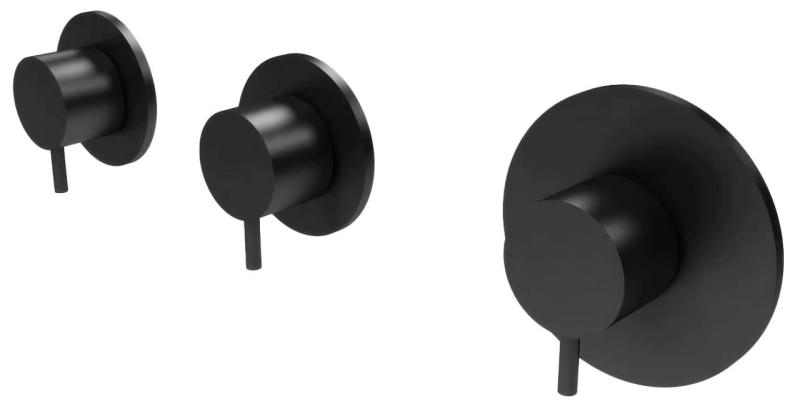 Επανάσταση νερού Flow εντοιχισμένος ντουζιέρα θερμοστάτης με 2 βαλβίδες σταματήματος ματ μαύρο 1208916222