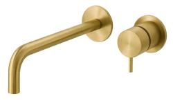 Waterevolution Flow ενσωματωμένη βρύση νιπτήρα από βουρτσισμένο ορείχαλκο με έξοδο 21 cm T116BLE-21