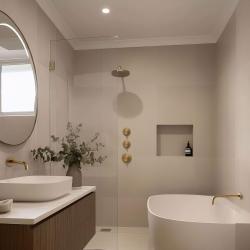 Waterevolution Flow ενσωματωμένος θερμοστάτης ντους με 2 βρύσες από βουρτσισμένο ορείχαλκο 1208916452