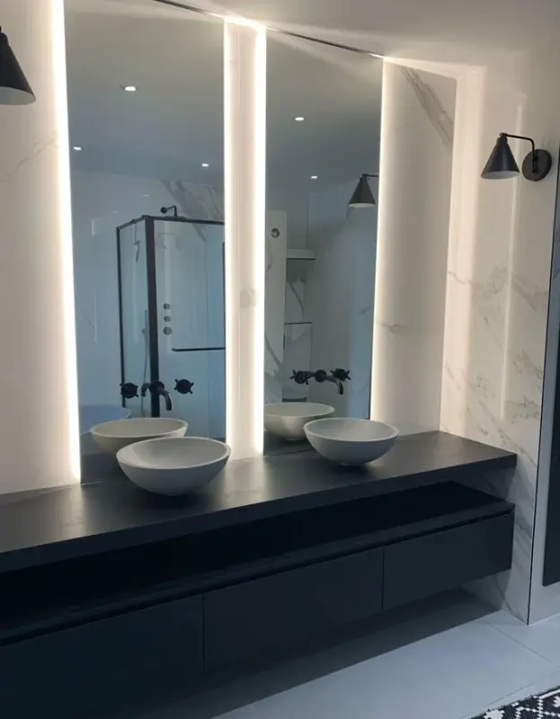 Waterevolution Cruz 3-οπών ενσωματωμένη βρύση νιπτήρα μαύρο ματ 19cm έξοδος 1208916572