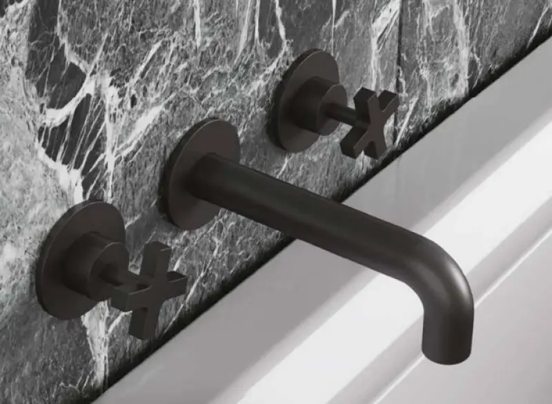 Waterevolution Cruz 3-οπών ενσωματωμένη βρύση νιπτήρα μαύρο ματ 19cm έξοδος 1208916572