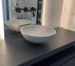 Solid-S Pure Νιπτήρας επιτοίχιος, στρογγυλός, ματ ανοιχτό γκρι, Π41xΥ14 εκ., χωρίς υπερχείλιση 1208919566