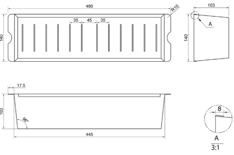 Caressi CACS1D46 μαύρο 44cm κάδος απορριμμάτων από ανοξείδωτο χάλυβα 1208920601
