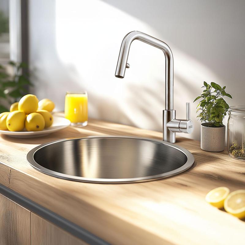 Φράνκε Μπαταρία Κουζίνας Kubus με αποσπώμενο ντους χεριού από ανοξείδωτο ατσάλι 115.0529.207