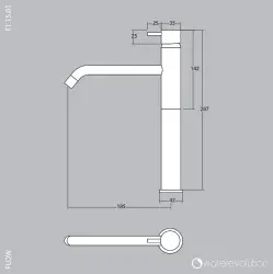 Waterevolution Flow μπαταρία νιπτήρα για νιπτήρες PVD gun metal T115GME