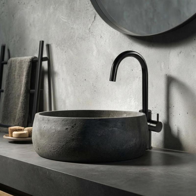 WaterEvolution Flow μπαταρία νιπτήρα ψηλό μοντέλο μαύρο ματ T1121FUPR