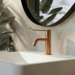 Waterevolution Flow βρύση νιπτήρα με click plug PVD βουρτσισμένο χαλκό T111CPE