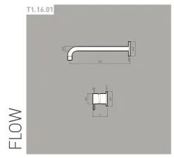 Η μετάφραση van de tekst naar het Grieks is: Waterevolution Flow εντοιχισμένη μπαταρία νιπτήρα PVD Gun Metal με ρουξούνι 21cm T116BME-21.