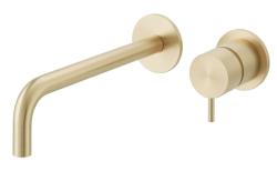 Waterevolution Flow Εντοιχισμένη βρύση νιπτήρα PVD Λευκό χρυσό με έξοδο 21 cm T116BWGE-21