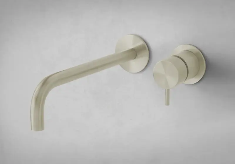 Waterevolution Flow Εντοιχισμένη βρύση νιπτήρα PVD Λευκό χρυσό με έξοδο 21 cm T116BWGE-21