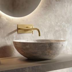 Waterevolution Flow ενσωματωμένη βρύση νιπτήρα με κάλυμμα από βουρτσισμένο ορείχαλκο με έξοδο 21 cm T1161LE-21