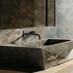 WaterEvolution Flow εντοιχισμένη μπαταρία νιπτήρα με κάλυμμα PVD Gun Metal και στόμιο 15cm T1161GME-15.