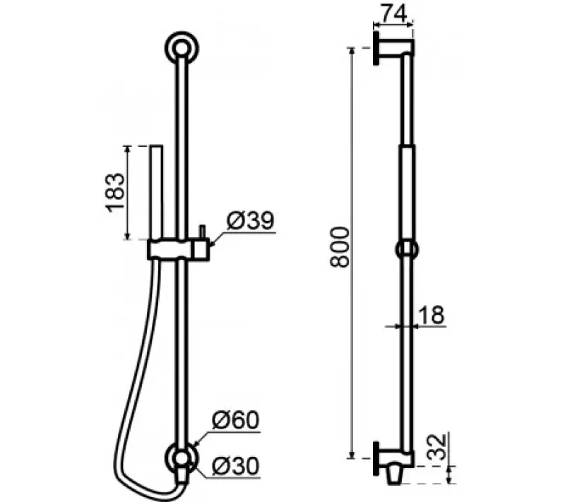 Waterevolution Flow σετ glijstang met χειροκίνητο ντους 800mm Light Gold T1661WGE