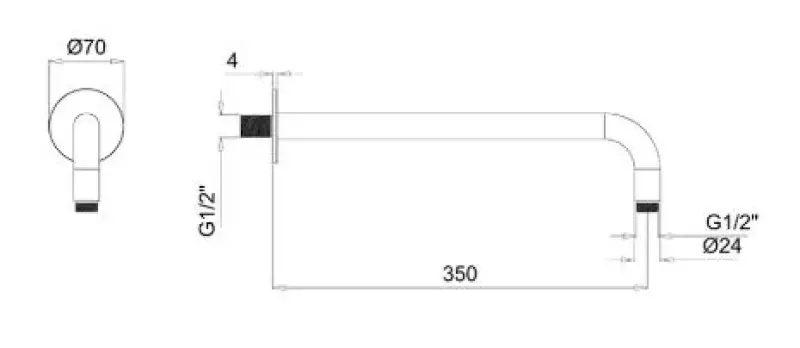 SB Rubinetterie Universale τοίχου ντους βραχίονας στρογγυλός 35cm χρώμα Ματ λευκό 1208946667
