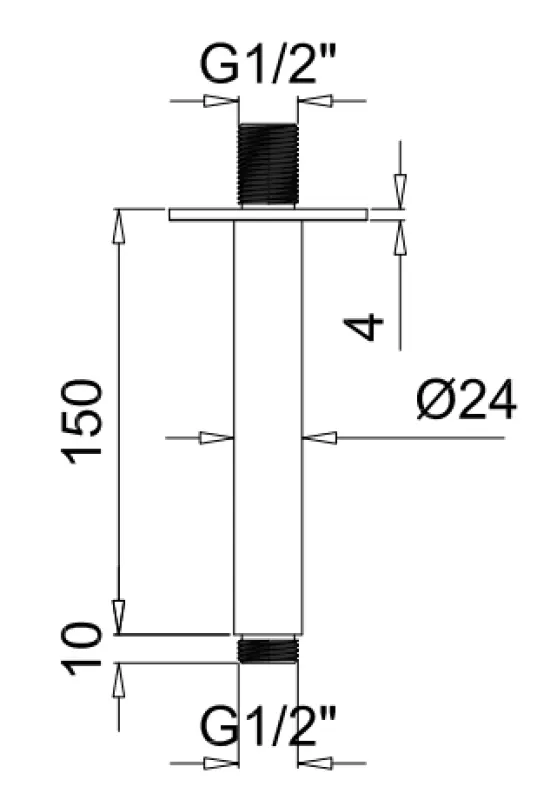 SB Rubinetterie Universale οροφιακός βραχίονας ντους στρογγυλός 15 cm χρώμα ματ μαύρο 1208946681