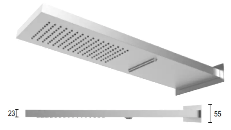 SB Square 316 Ντους βροχής με σύνδεση στον τοίχο και ντους καταρράκτη πλήρως ανοξείδωτο 1208946755