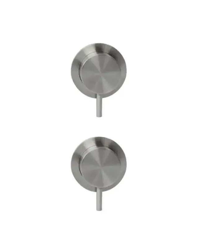 Waterevolution Flow ενσωματωμένος αναμικτήρας με 2 εξόδους από ανοξείδωτο ατσάλι με στρογγυλό ροζέτα