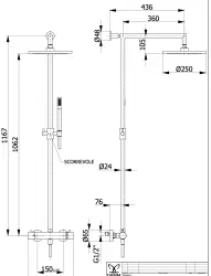 DEMM Shower συνδυασμός ντους θερμοστάτης με ντους βροχής μαύρο ματ 1208946968