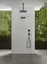 SB Rubinetterie Ντους βροχής Eco Air εξοικονόμησης νερού τετράγωνο ντους βροχής Ματ μαύρο 20x20cm 1208947014
