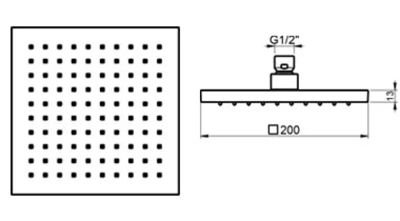 SB Rubinetterie Ντους βροχής Eco Air εξοικονόμησης νερού τετράγωνο ντους βροχής Ματ μαύρο 20x20cm 1208947014