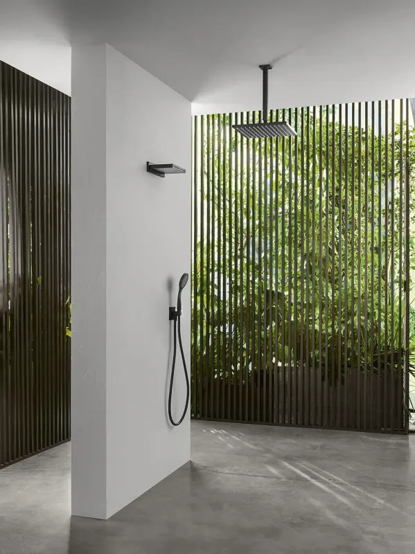 SB Rubinetterie Ντους Βροχής Eco Air τετράγωνο ντους βροχής με εξοικονόμηση νερού ματ μαύρο 25x25cm 1208947015