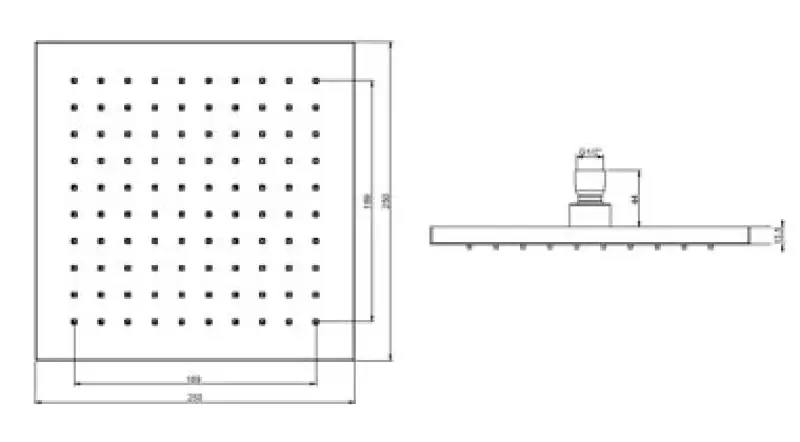 SB Rubinetterie Ντους Βροχής Eco Air τετράγωνο ντους βροχής με εξοικονόμηση νερού ματ μαύρο 25x25cm 1208947015