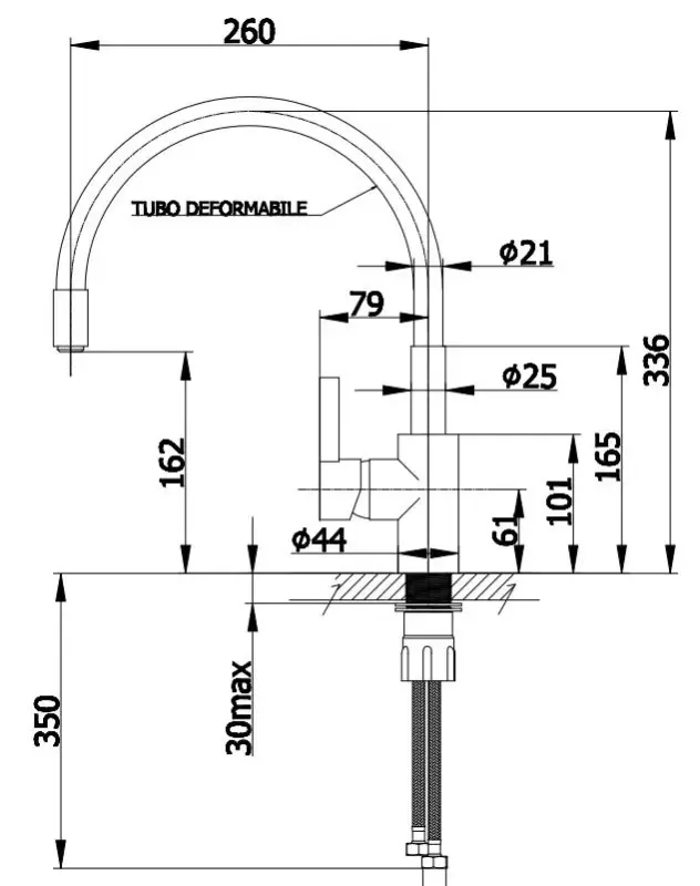 DEMM μπαταρία κουζίνας με περιστρεφόμενο στόμιο χρώμιο/μαύρο 1208947023