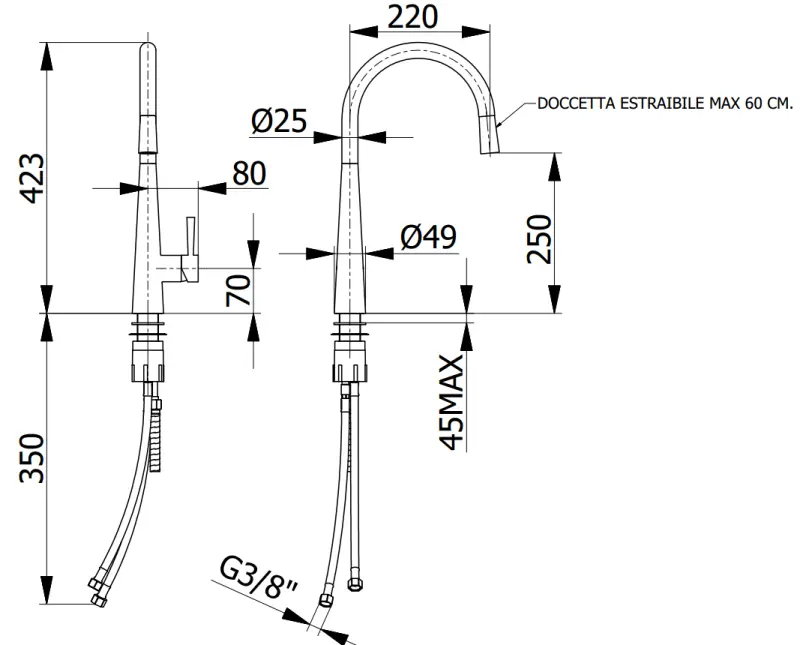 DEMM μπαταρία κουζίνας με αποσπώμενο στόμιο χρωμίου 1208947332