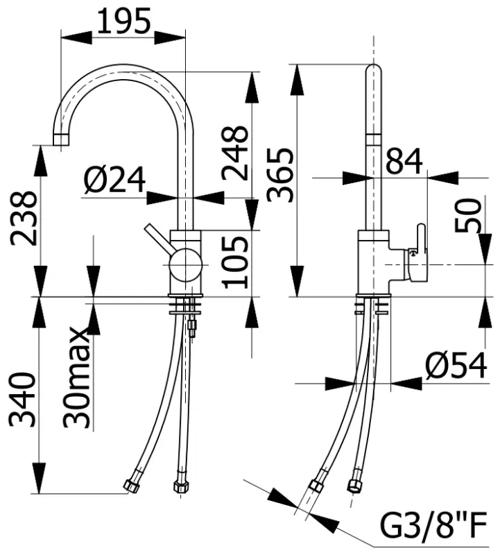 DEMM μπαταρία κουζίνας με μοχλό και περιστρεφόμενο στόμιο χρώμιο 1208947336