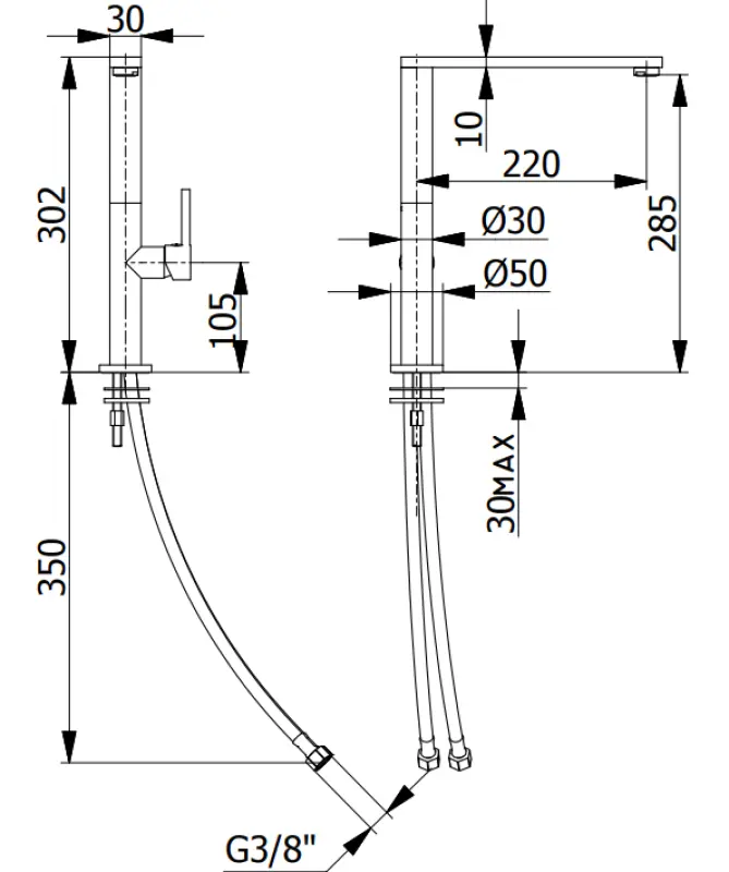 DEMM μπαταρία κουζίνας μονού μοχλού με περιστρεφόμενη ρουξούνι χρώμιο 1208947354