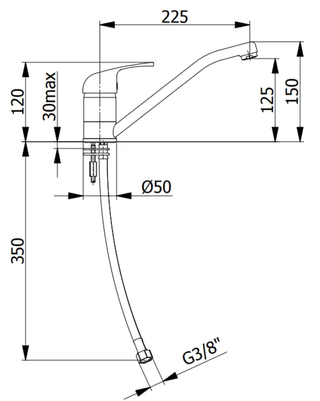 DEMM μίξερ κουζίνας με μοχλό και περιστρεφόμενο στόμιο χρωμίου 1208947358