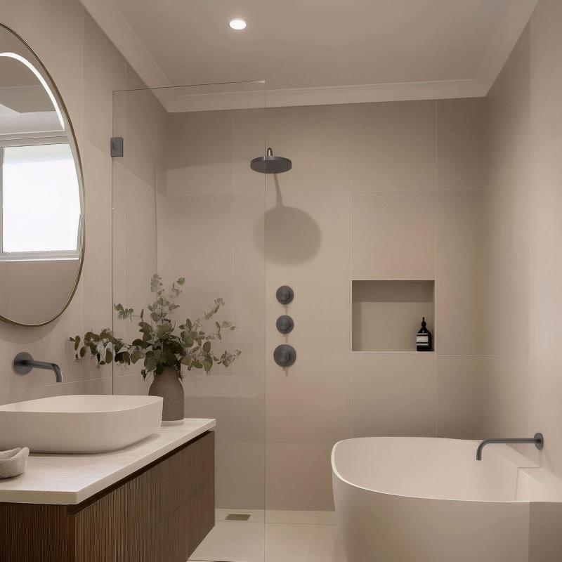 Waterrevolution Flow εντοιχισμένος θερμοστάτης ντους με 2 διακόπτες διακοπής gun metal 1208948847