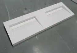 Solid-S Quatra διπλός νιπτήρας solid surface ματ λευκός χωρίς οπή για μπαταρία με solid cover B160xD45xH8cm 1208952415