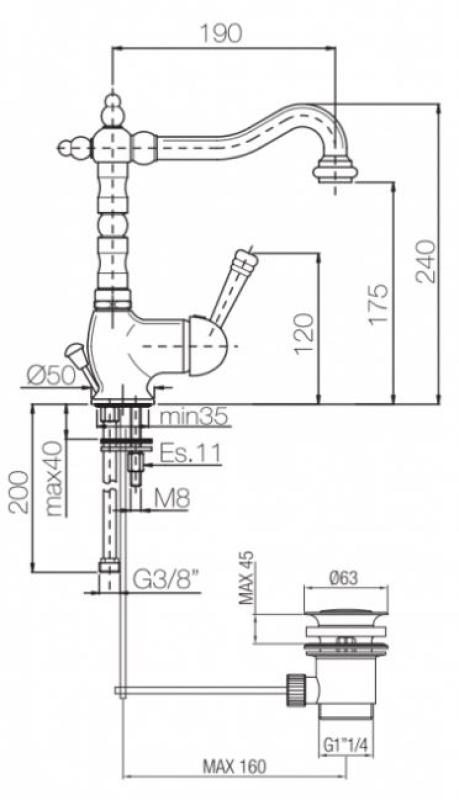 PB νοσταλγική μπαταρία νιπτήρα Vintage από ανοξείδωτο ατσάλι