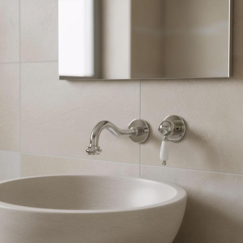 PB νοσταλγική εντοιχιζόμενη μπαταρία νιπτήρα Vintage με ρουξούνι 21cm χρώμιο.