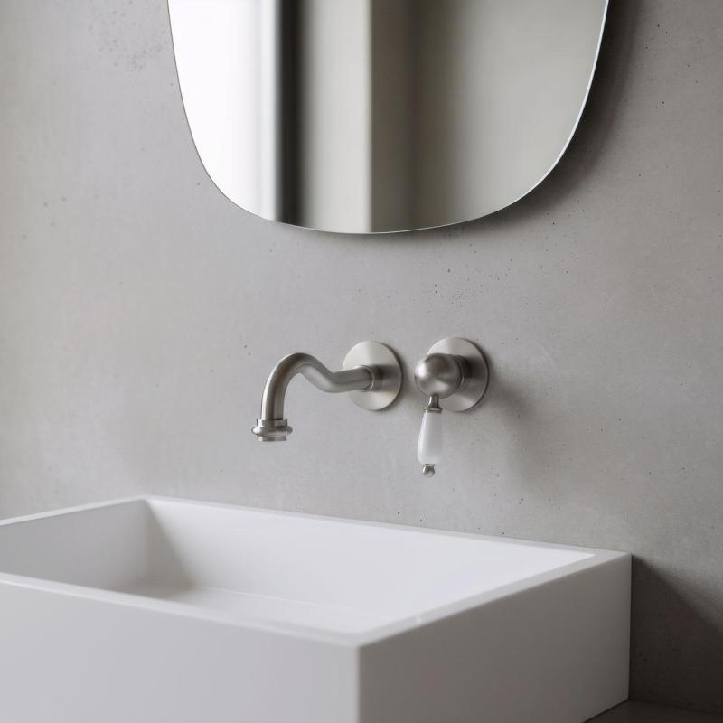 PB νοσταλγική εντοιχισμένη μπαταρία νιπτήρα Vintage με ρουξούνι 21cm από ανοξείδωτο ατσάλι