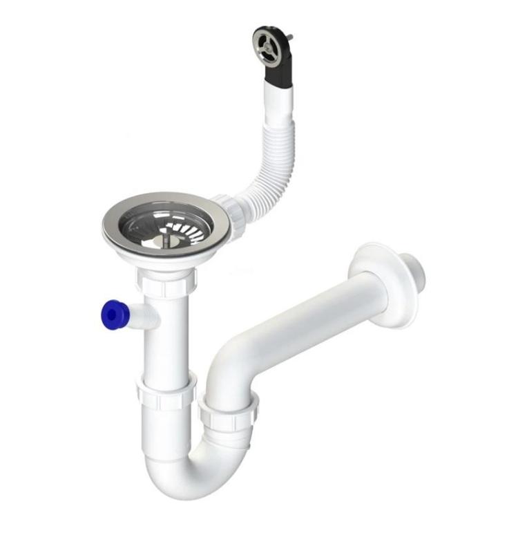 Σετ αποχέτευσης GraniteMy από ανοξείδωτο χάλυβα με στρογγυλή υπερχείλιση συμπεριλαμβανομένης της σιφών για μονή νεροχύτη 1208952965