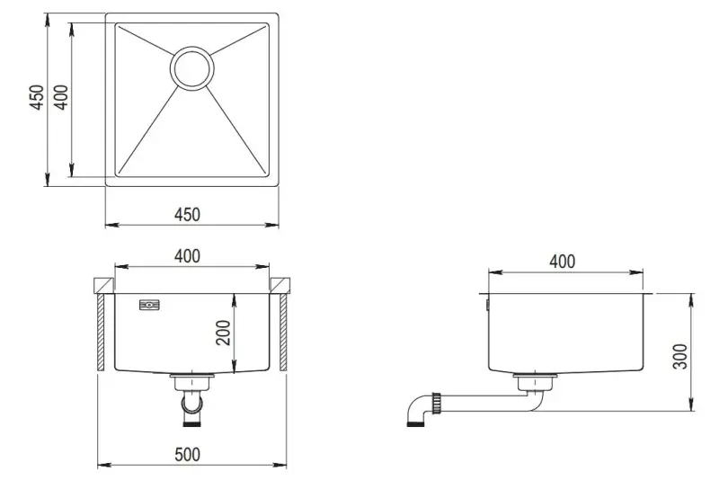 Ausmann Mosel ανοξείδωτο νεροχύτη ανθρακί χρώμα PVD Gun Metal 40x40 υποστύλωμα επίπεδη κατασκευή και επιφανειακή κατασκευή 067106