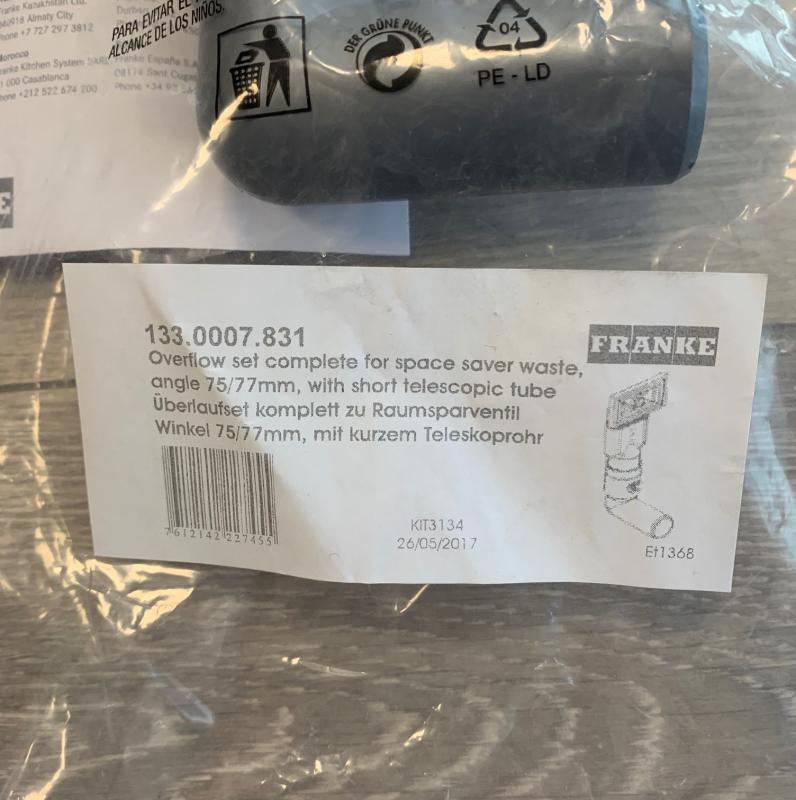 Φράνκε Οικουμενική Συσκευή Υπερχείλισης Γωνία 75/77 133.0036.499