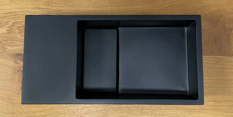 Solid-S Κρήνη από στερεό υλικό, διαστάσεων 36x18x10 εκ. (ΠxΒxΥ), μαύρο ματ με κάλυμμα 1208953168