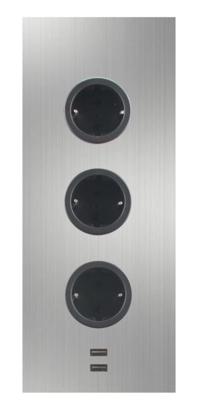 Indux Corner Ενεργειακή στήλη με 3 πρίζες Γείωση και διπλός φορτιστής USB-A&amp;C από ανοξείδωτο ατσάλι 1208953216